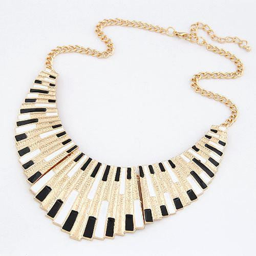 Women Men Jewelry Punk Gold Plated Fanshaped Torques Enamel Statement Necklaces Pendants