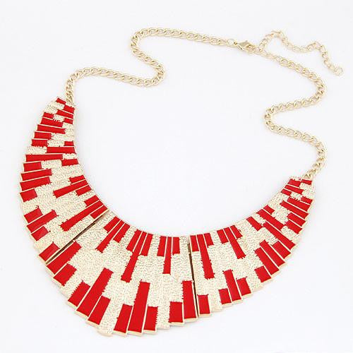 Women Men Jewelry Punk Gold Plated Fanshaped Torques Enamel Statement Necklaces Pendants