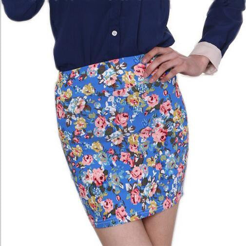women Fashion Girl flower full Printing Short Skirts Elastic hip Skirt M L size