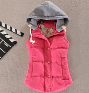 Women Fashion Waistcoat Hooded Thick Warm Down Cotton Wool Collar Vest Female Large Size Jacket&Outerwear BN293