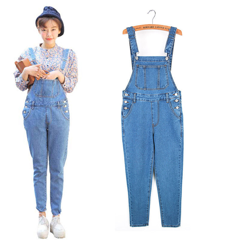 Denim Jumpsuits Women Romper Long Pants Jeans Skinny Overalls Suspender Female Slim Catsuit