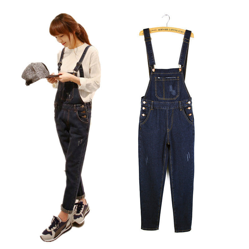 Denim Jumpsuits Women Romper Long Pants Jeans Skinny Overalls Suspender Female Slim Catsuit