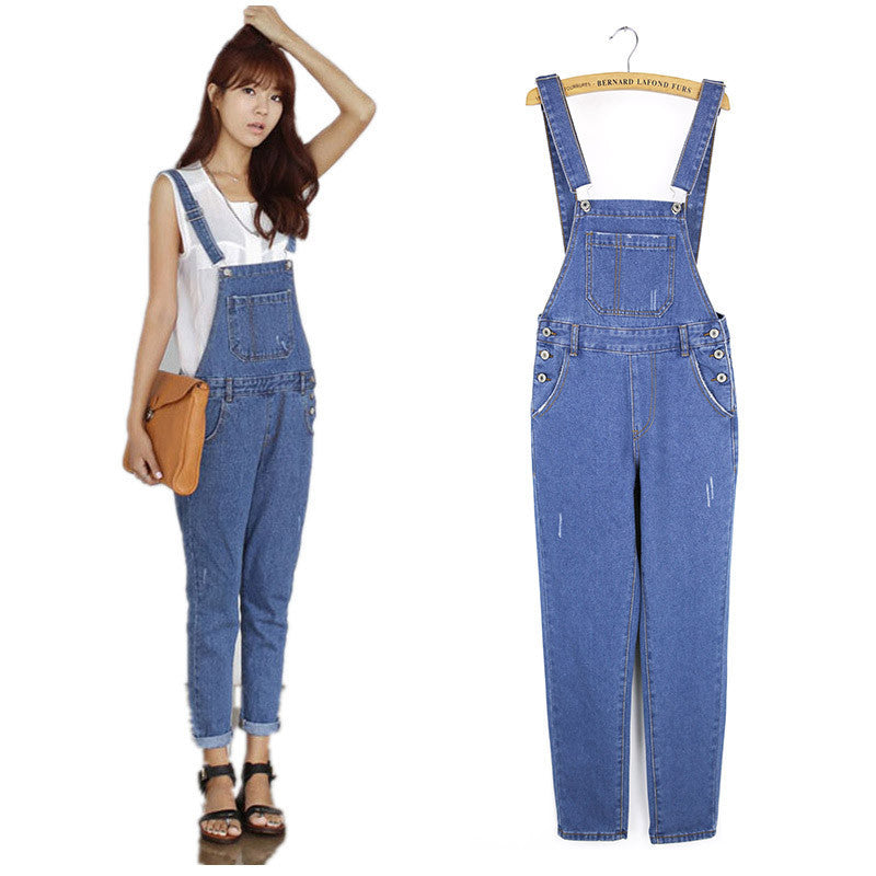 Denim Jumpsuits Women Romper Long Pants Jeans Skinny Overalls Suspender Female Slim Catsuit