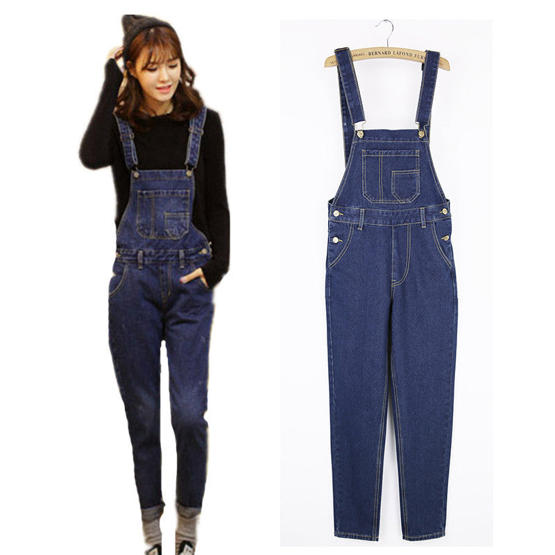 Denim Jumpsuits Women Romper Long Pants Jeans Skinny Overalls Suspender Female Slim Catsuit