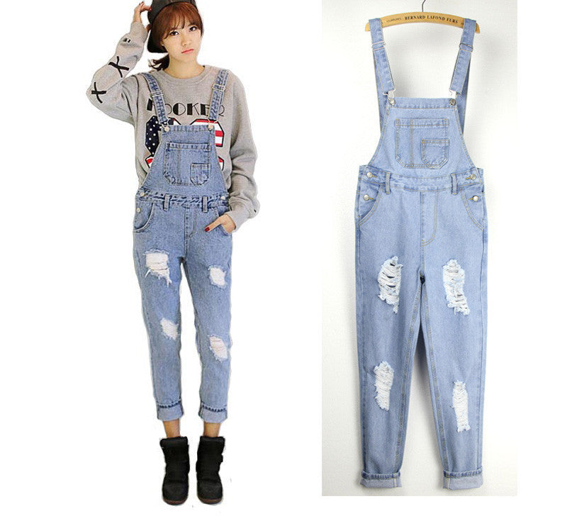 Denim Jumpsuits Women Romper Long Pants Jeans Skinny Overalls Suspender Female Slim Catsuit