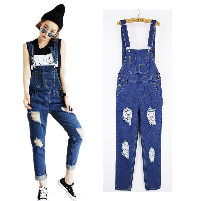 Denim Jumpsuits Women Romper Long Pants Jeans Skinny Overalls Suspender Female Slim Catsuit