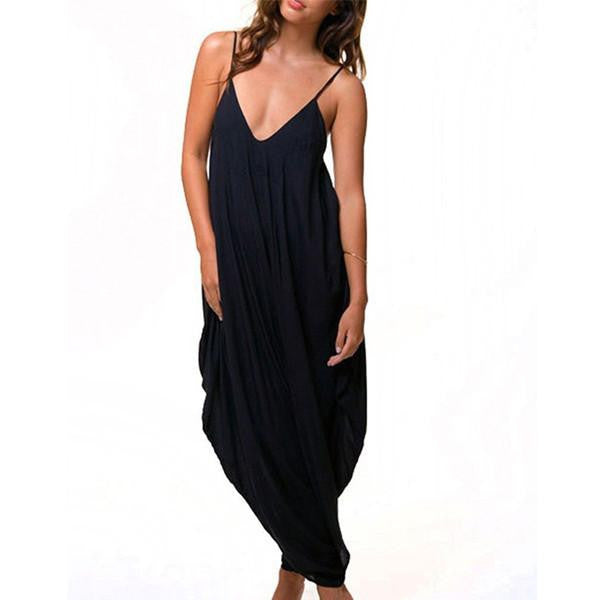 Women V Neck Loose Baggy Fit Beach/Party Jumpsuit Romper Harem Suit