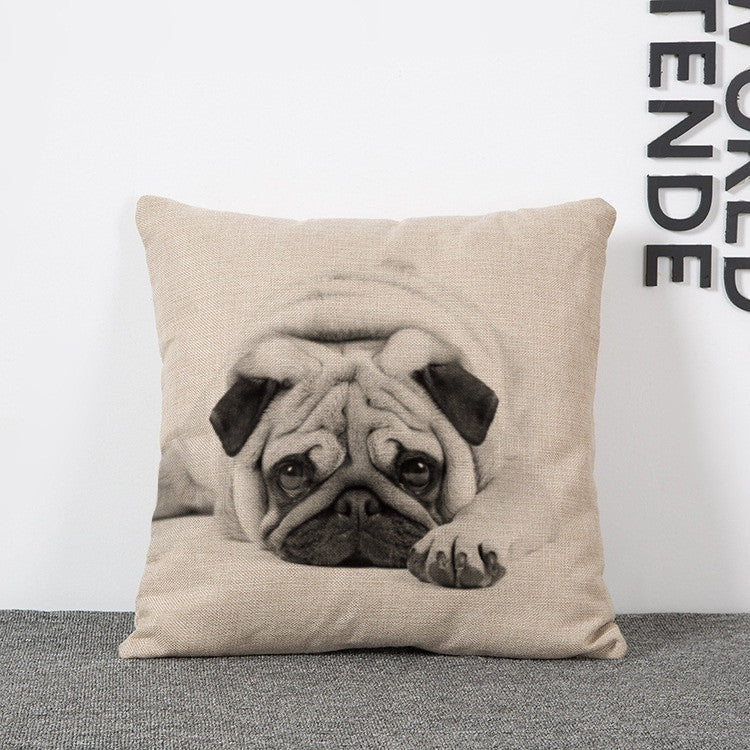 Online discount shop Australia - Cushion Cover Lovely Cute Pug Dog Pillowcases Cotton Linen Printed 18x18 inches Euro Pillow Covers Decorative Pillows