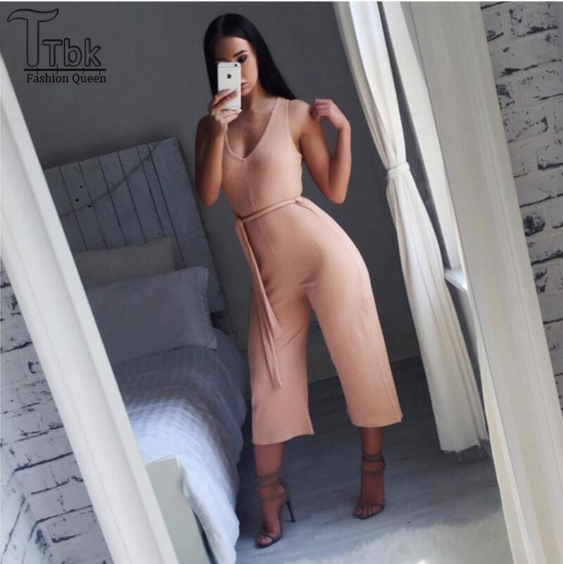 bodysuit women jumpsuit sexy club ladies rompers V-neck Belt short sleeve jumpsuits