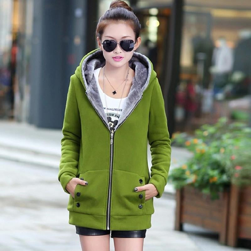 Women Hoodies cotton mixed Zip-up zipper Solid Full-Sleeve Hooded Casual Hoodies Sweatshirts Plus Size M-3XL