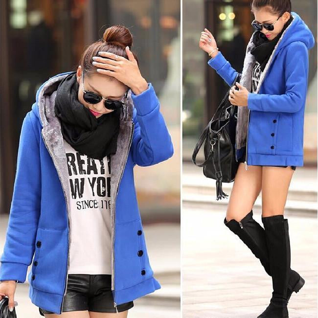 Women Hoodies cotton mixed Zip-up zipper Solid Full-Sleeve Hooded Casual Hoodies Sweatshirts Plus Size M-3XL