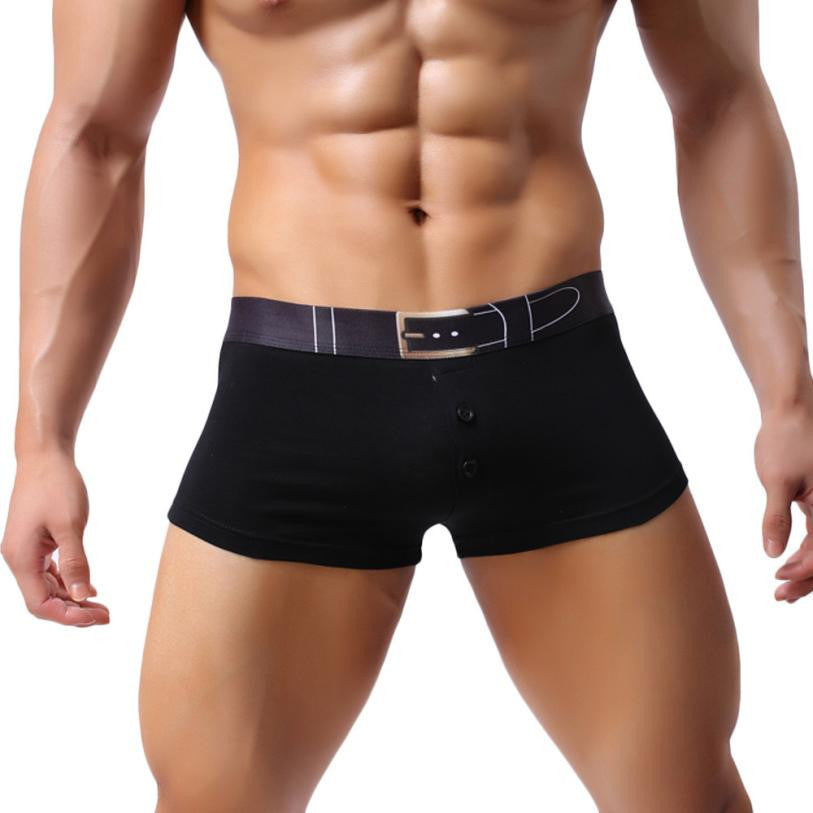 ly Design Men's Faux Belt Print Underwear Male Boxer Comfortable Underpant