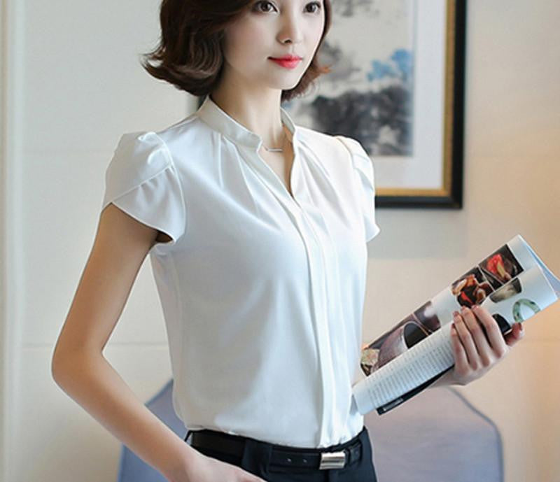 Women Blouses Fashion Style Long Sleeve Chiffon Blouse Ladies Office Shirt White Tops Formal