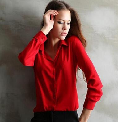 work wear women shirt blouse casual solid elegant ladies chiffon office blouse top fashion formal