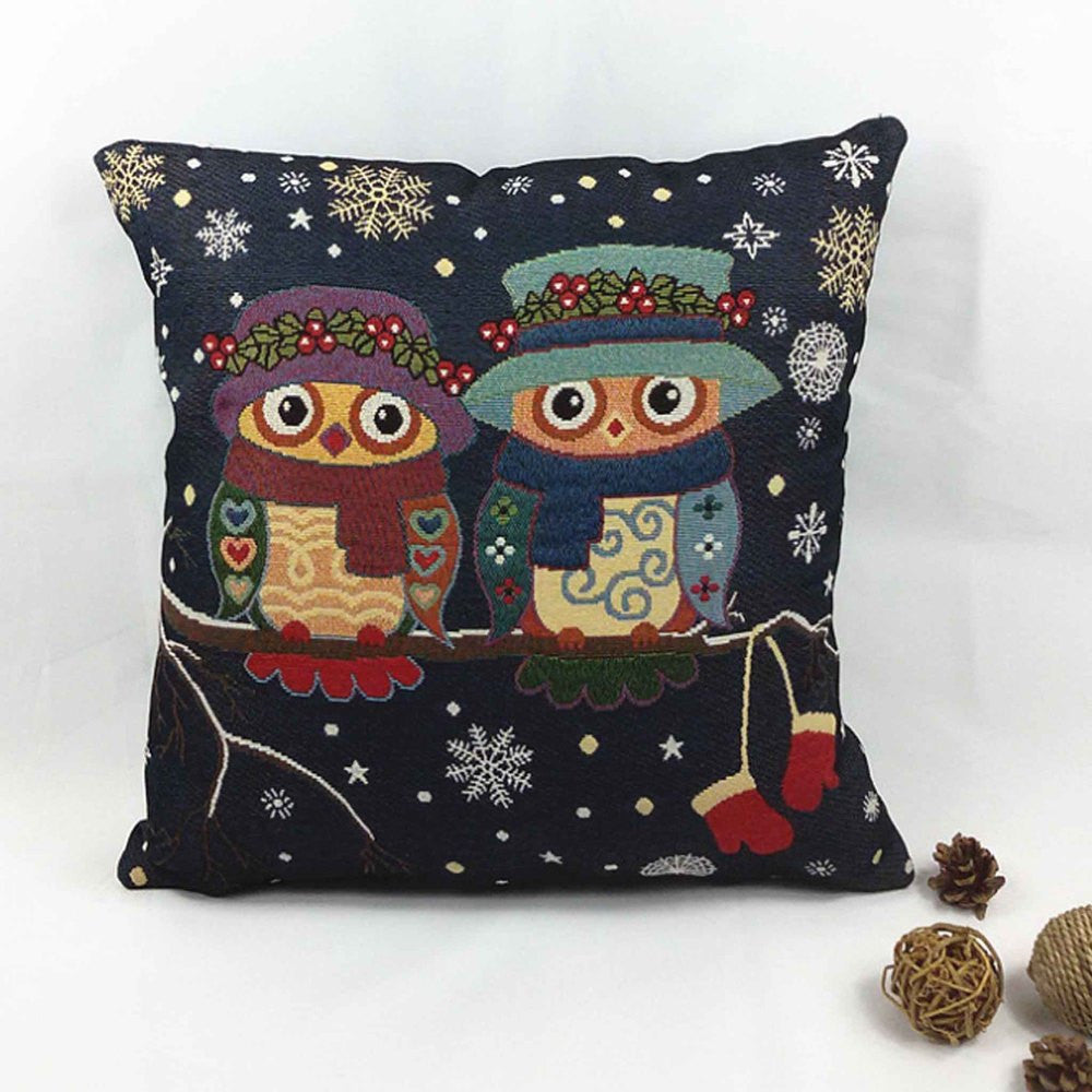 Owl Printed Cushion Home Decor 43x43cm/17x17'' Linen&Polyester Decorative 1Pcs/lot