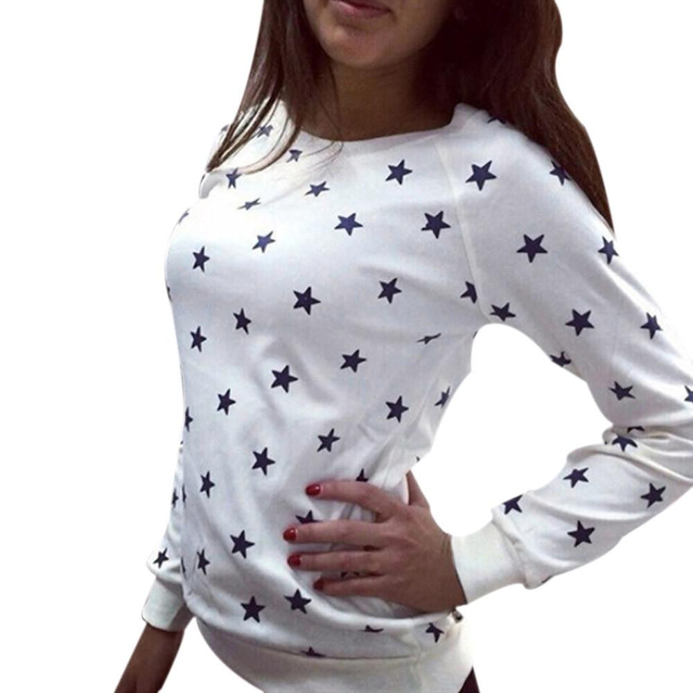 Women Hoodies Code Long Sleeve Star Print Pullover Sweatshirt Jumper Tops unicorn