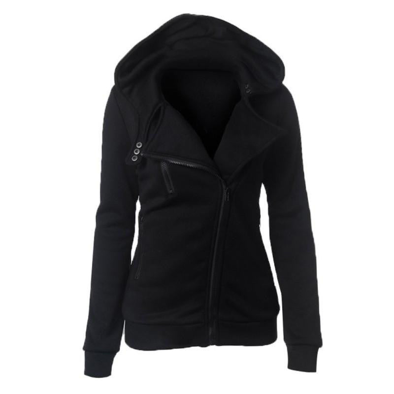 Women Long Sleeve Warm Hoodies Sweatshirts Solid color Outerwear Coats Zipper Hooded Jacket