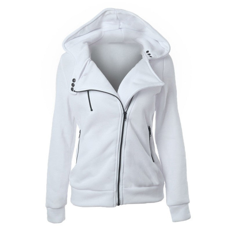 Women Long Sleeve Warm Hoodies Sweatshirts Solid color Outerwear Coats Zipper Hooded Jacket