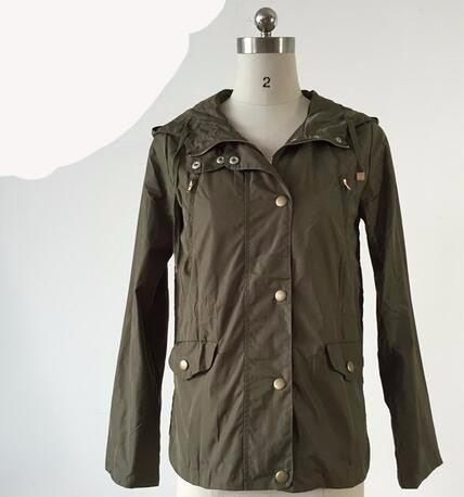 Womens Military Anorak Jacket With Hood Lightweight Women Jacket Fashion Casual Ladies Jackets Zipper Up Female Coat