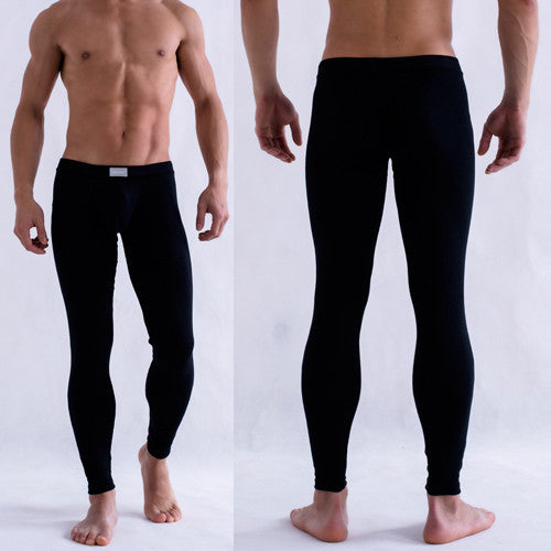Solid Color Men's Long Johns Pants Thermal Underwear Low Rise Underpants M L XL