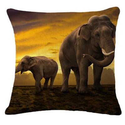 Style Elephant Printed Modern Minimalist Linen Cotton Cushion For Sofa Home Decorative Pillow Throw