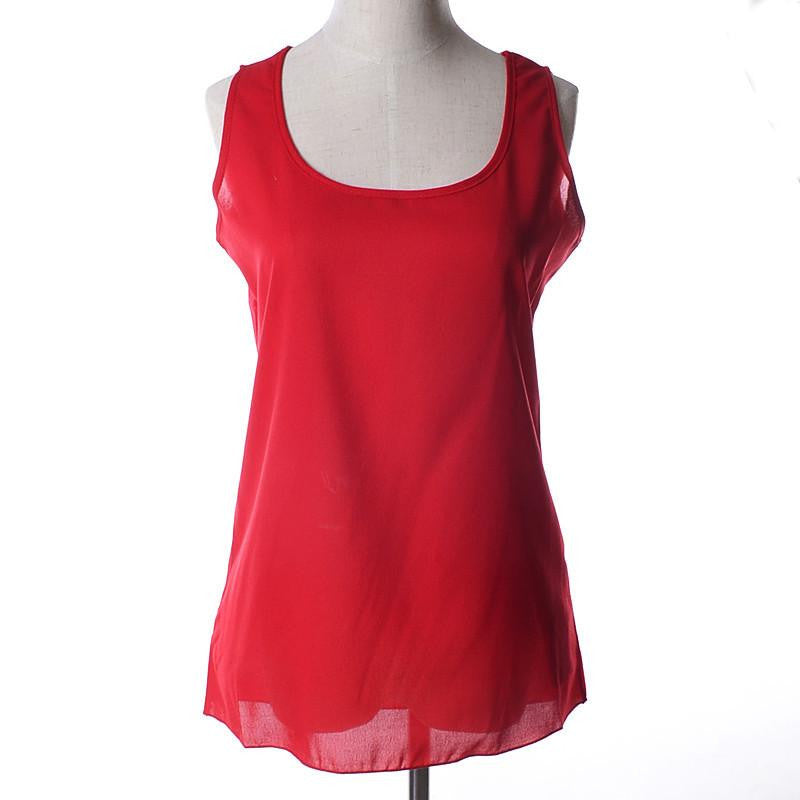 Online discount shop Australia - 6 SIZES  women blouses camisole chiffon vest top female sleeveless basic solid tops