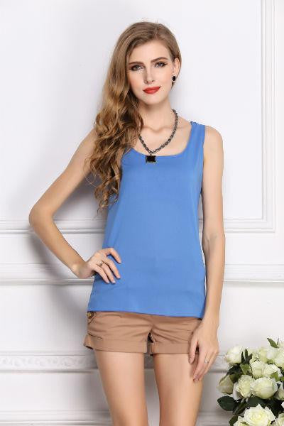 Online discount shop Australia - 6 SIZES  women blouses camisole chiffon vest top female sleeveless basic solid tops