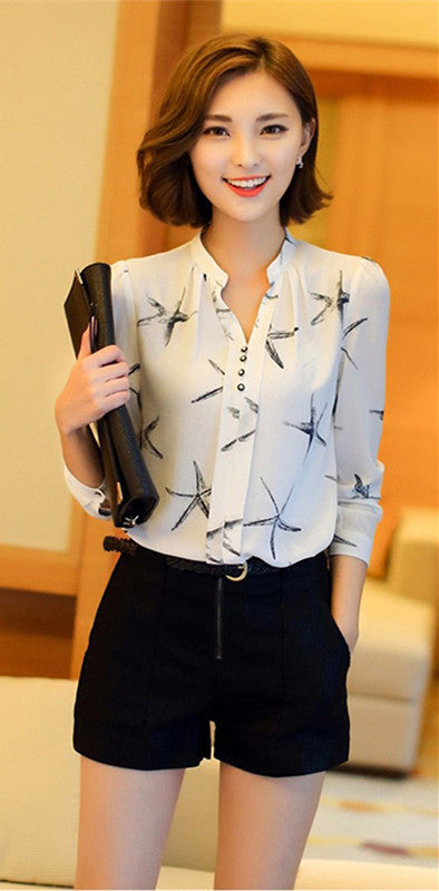 Online discount shop Australia - Fashion Women Chiffon Shirt Long-Sleeve  Blouse Sexy Ladies Top Work Wear Plus size LJ4255M