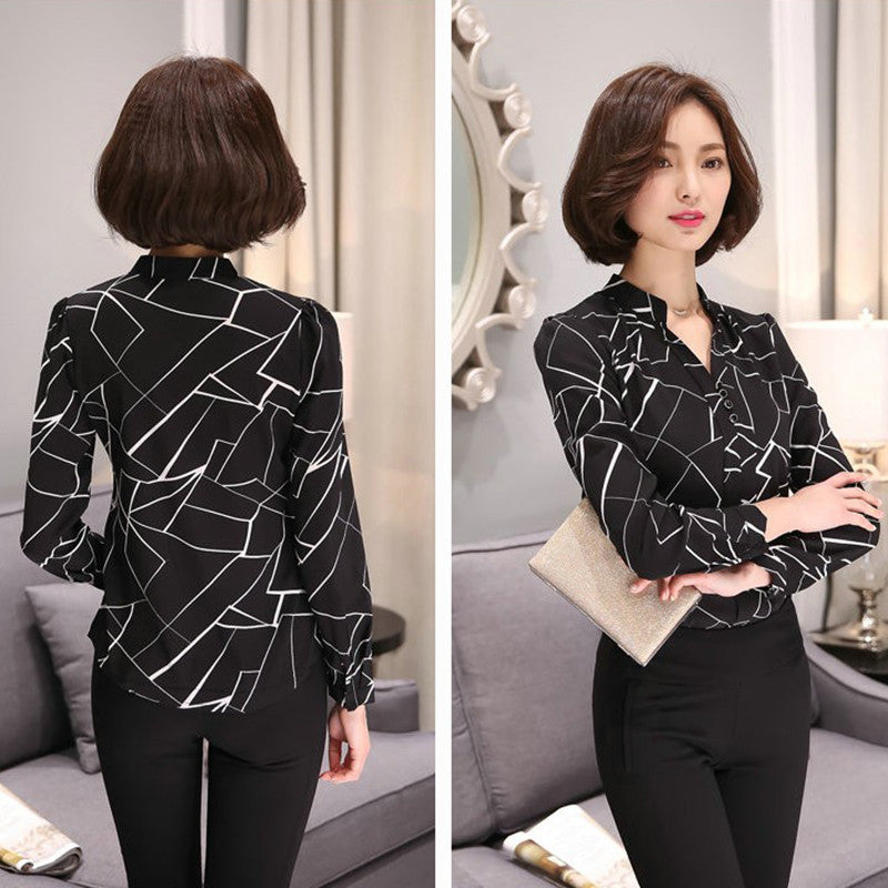 Online discount shop Australia - Fashion Women Chiffon Shirt Long-Sleeve  Blouse Sexy Ladies Top Work Wear Plus size LJ4255M