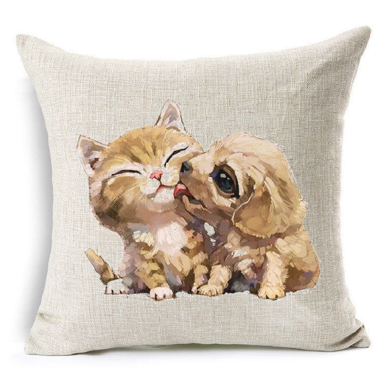 Online discount shop Australia - Cute Animal Cat Dog Panda Decorative Cushion Cover Cotton Linen Cushion Decorative Pillow Cace 45x45CM Square Throw Pillow Cover