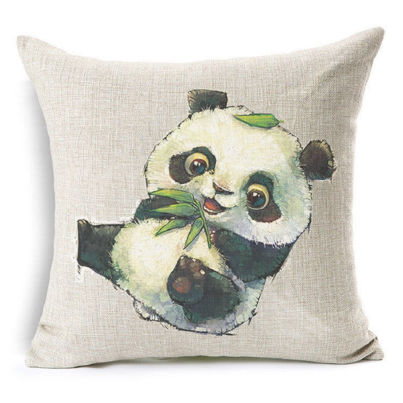 Online discount shop Australia - Cute Animal Cat Dog Panda Decorative Cushion Cover Cotton Linen Cushion Decorative Pillow Cace 45x45CM Square Throw Pillow Cover