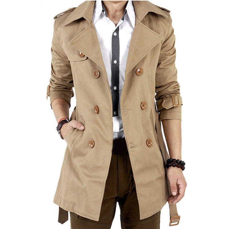 Trench Coat Men Classic Men's Double Breasted Trench Coat Masculino Mens Clothing Long Jackets & Coats British Style Overcoat