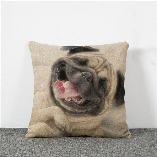 Pillowcase Laughing Cat Dog Cotton Linen Cushion Bull Terrier Animal Sofa Printed 18x18 Inches Home Decorative Euro Pillow Cover