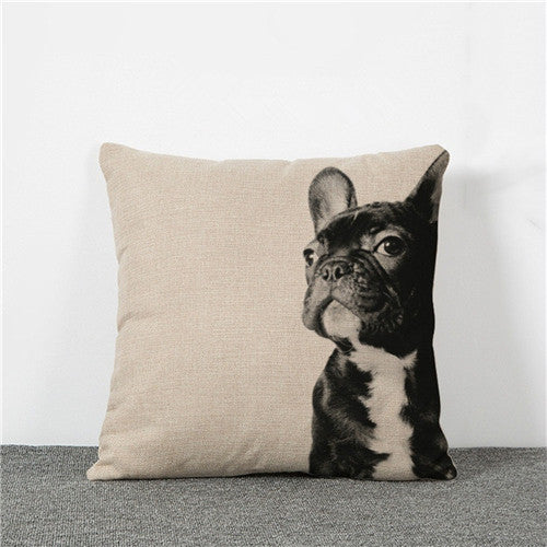 Pillowcase Laughing Cat Dog Cotton Linen Cushion Bull Terrier Animal Sofa Printed 18x18 Inches Home Decorative Euro Pillow Cover