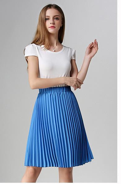 Women Chiffon Pleated Skirt Vintage High Waist Tutu Skirts Womens Saia Midi Rokken Summer Style Jupe Skirt