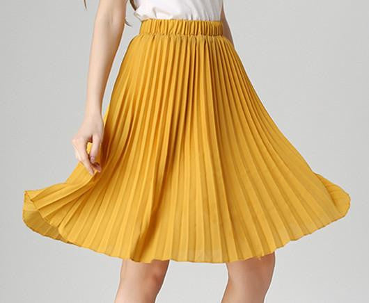 Women Chiffon Pleated Skirt Vintage High Waist Tutu Skirts Womens Saia Midi Rokken Summer Style Jupe Skirt