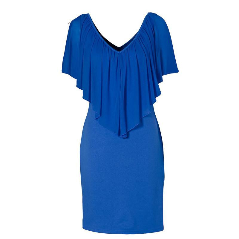 Club Party Dresses Women Clothing Style Blue Round Neck Sleeveless Ruffle Chiffon Short Dress DR50128