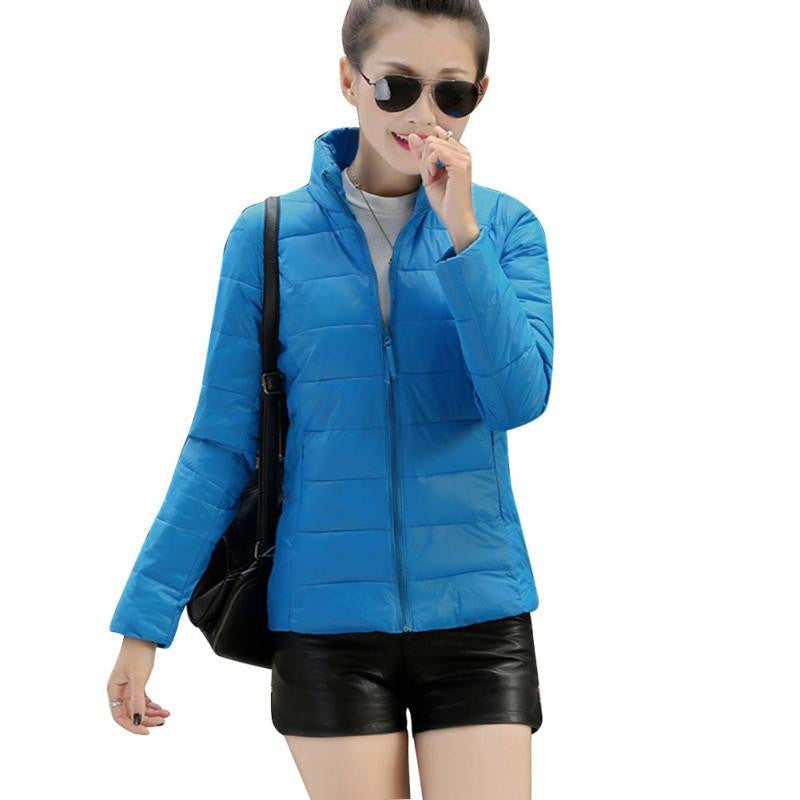 Online discount shop Australia - 8 Colors Women Warm Ultra Light Cotton Blend Long Sleeve Zipper Jacket Outwear Coat LH12