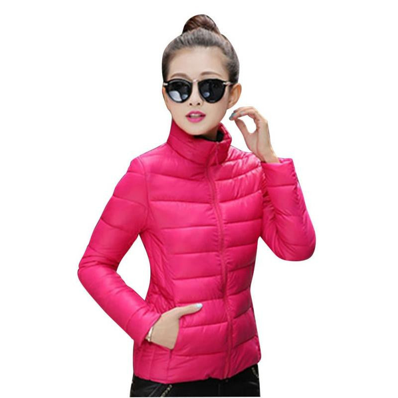 Online discount shop Australia - 8 Colors Women Warm Ultra Light Cotton Blend Long Sleeve Zipper Jacket Outwear Coat LH12