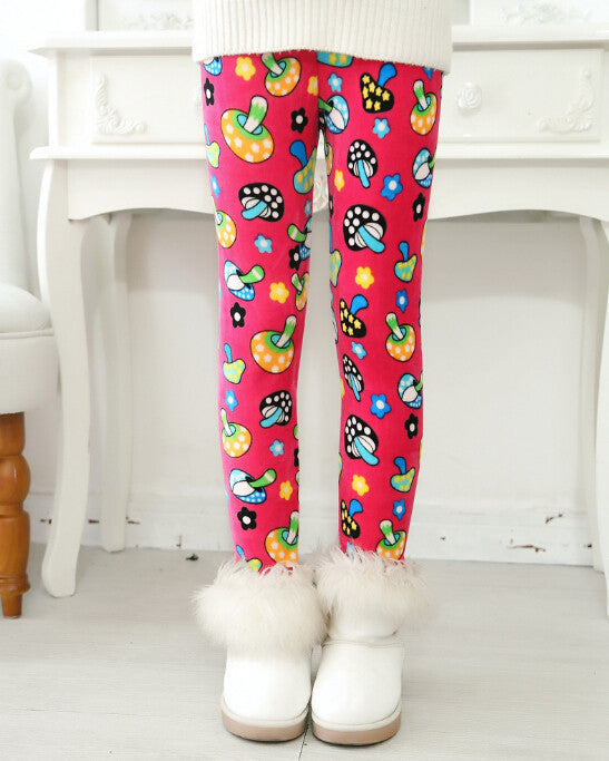 Online discount shop Australia - Girls Leggings Thick Warm Kids Pants Flower Children Velvet Trousers Baby Girl Clothes Leggings
