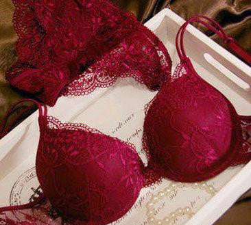 push up bra transparent lace bra & panties sets thin cup deep-V women sexy underwear bra set
