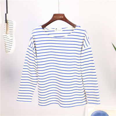 Online discount shop Australia - Ladies Casual Shirt Women's Red White Striped 3/4 sleeve  Tops For Woman Crew Neck Bottoming Tee Shirt 11 Colors