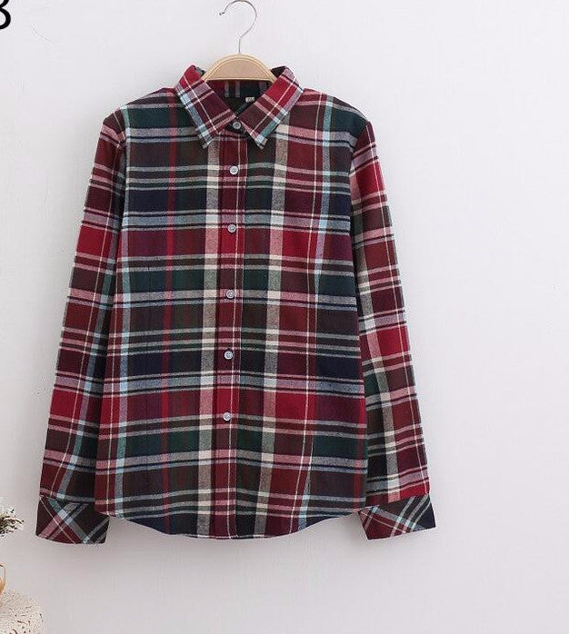 Online discount shop Australia - Cotton Plaid Women Shirts Blouses Long Sleeve Flannel Ladies Tops Plus Size 5XL Clothing For Women