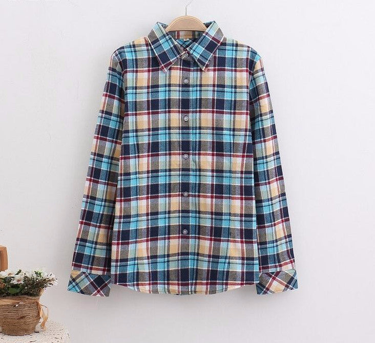 Online discount shop Australia - Cotton Plaid Women Shirts Blouses Long Sleeve Flannel Ladies Tops Plus Size 5XL Clothing For Women