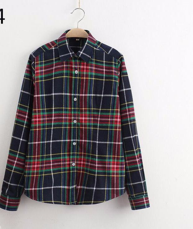 Online discount shop Australia - Cotton Plaid Women Shirts Blouses Long Sleeve Flannel Ladies Tops Plus Size 5XL Clothing For Women