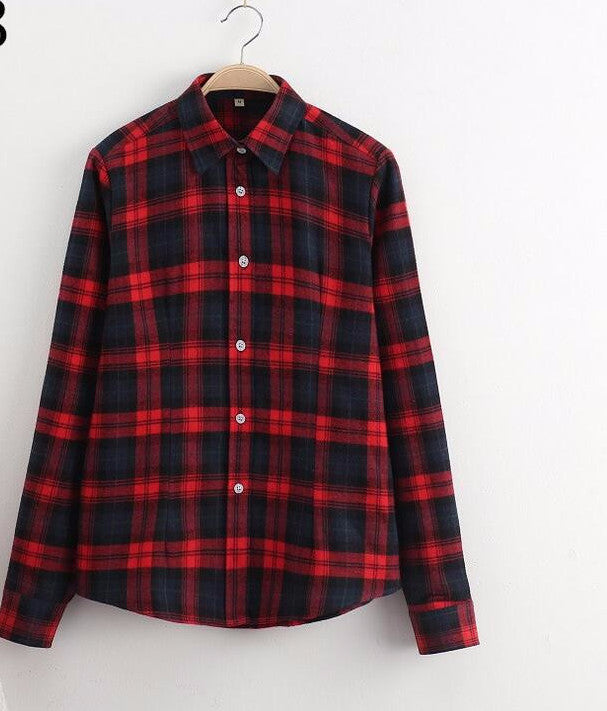 Online discount shop Australia - Cotton Plaid Women Shirts Blouses Long Sleeve Flannel Ladies Tops Plus Size 5XL Clothing For Women