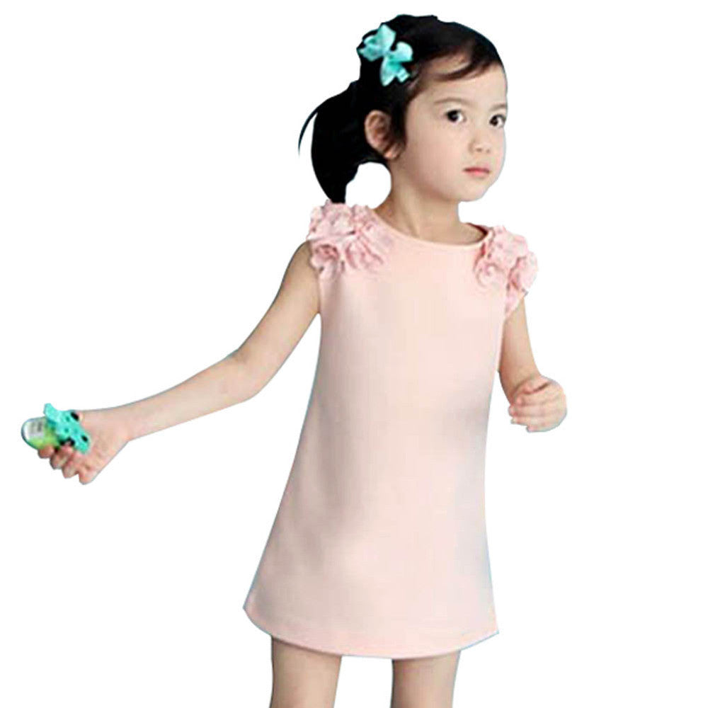 Online discount shop Australia - Kids Girls Floral Sleeveless Princess Tutu Dress Solid Baby Dress Clothes