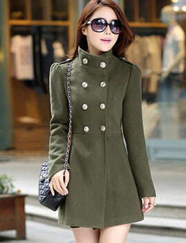 Plus Size Women A-line Skirt Coat Double Breasted Slim Medium-Long Solid Color Trench Coats Female Jackets
