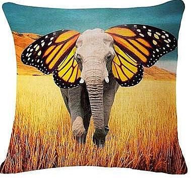 Online discount shop Australia - Fashion Colorful Elephant Printed Modern Minimalist Linen Cotton Cushion For Sofa Home Decorative Pillow Throw