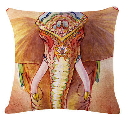 Online discount shop Australia - Fashion Colorful Elephant Printed Modern Minimalist Linen Cotton Cushion For Sofa Home Decorative Pillow Throw